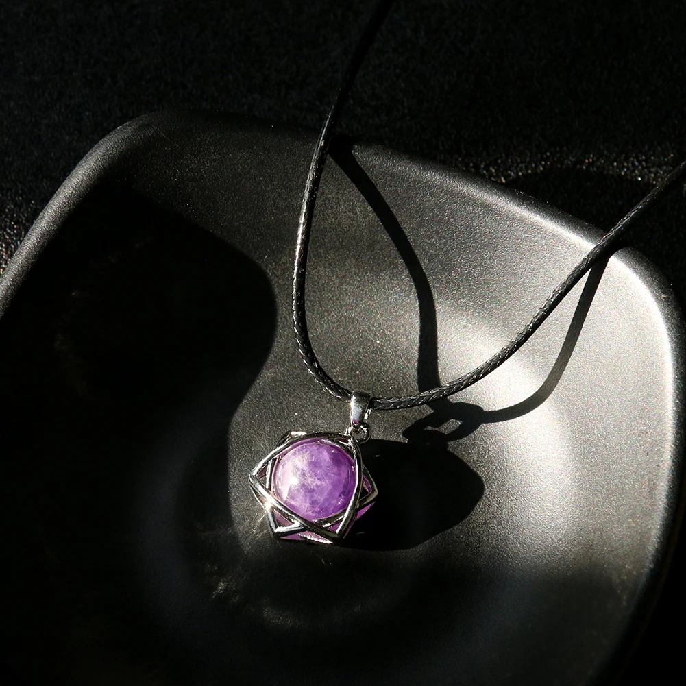 Star of David Amethyst Pendant Necklace Natural Quartz Crystal Stone Energy Healing Amulet Choker Charm Jewelry for Women Men