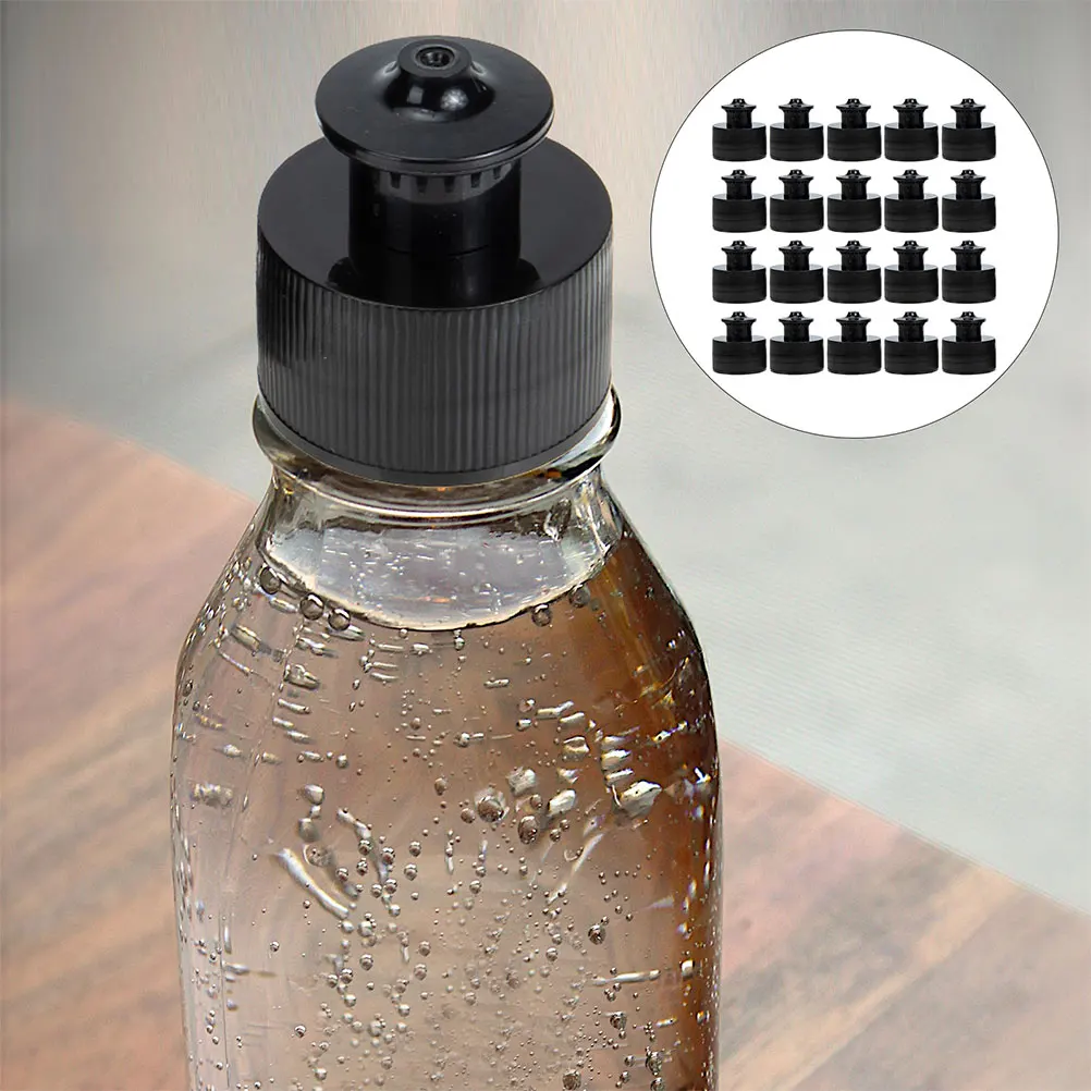 

10pcs 28/410 Black Hand Pulled Water Caps Spill Resistant Compact Lightweight Sports Bottle Replacement Tops PE Material Leak