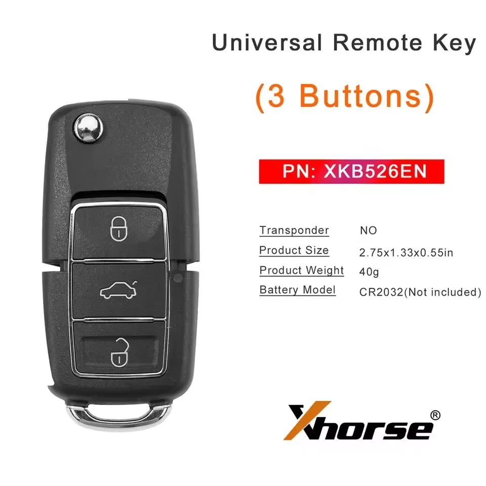 5pcs/lot XKB526EN Xhorse VVDI 2nd Generation Wire Remote Key English Version for Volkswagen B5 Type 3 Buttons