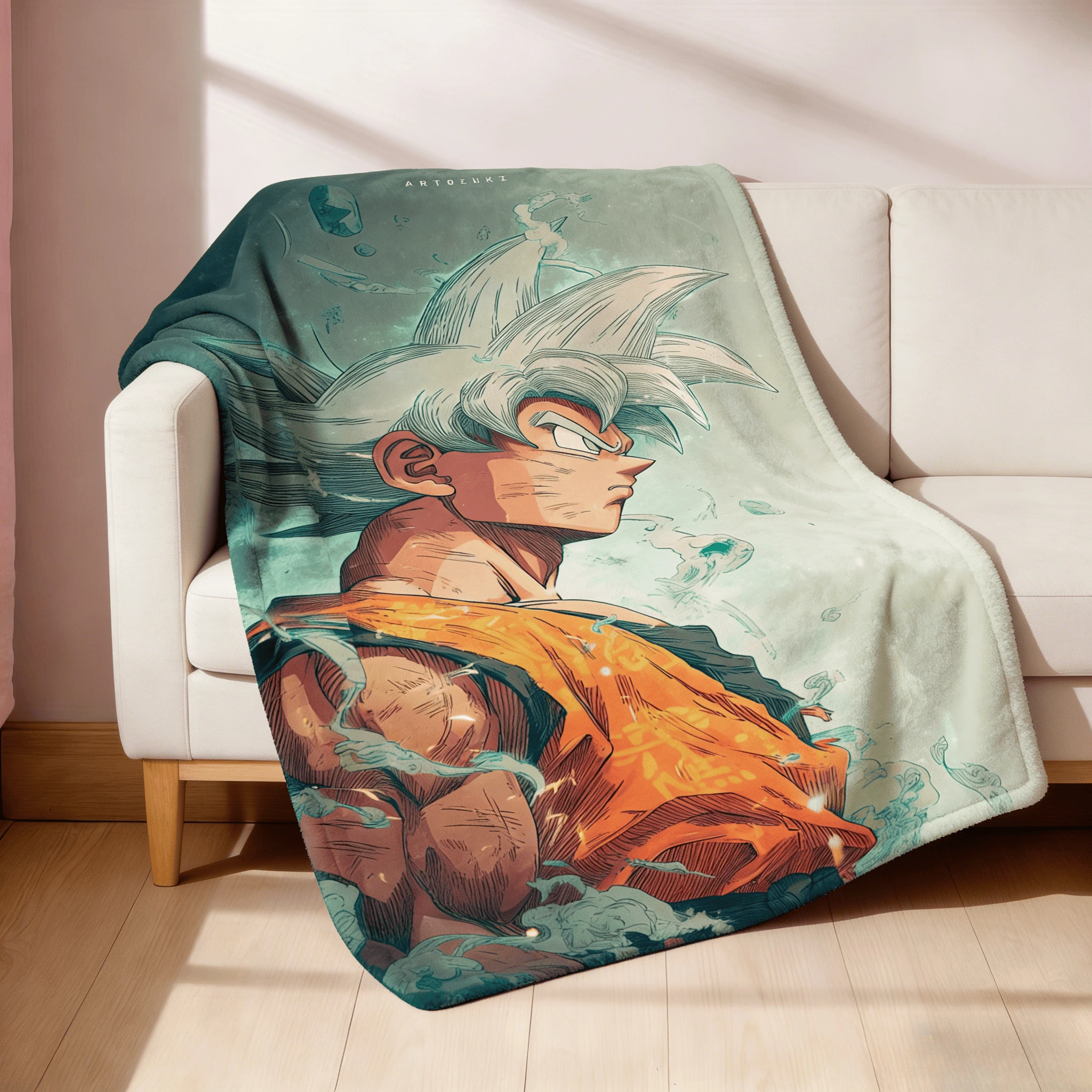 Dragon Ball Goku Ultra Instinct Fleece-Decke, 3D-gedruckte, weiche, warme Flanelldecke für Bett, Sofa, Wohnzimmer, Reisen, Camping