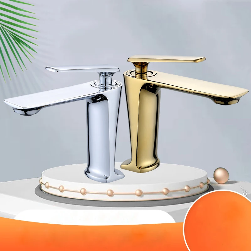 Bathroom Basin Faucet Deck Mount Brass Single handle Basin Mixer Tap Bathroom Cabinet Balcony Cold and Hot Water Mixer Faucets