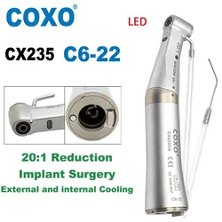 COXO CX235 C6-22 Dental Implant Handpiece 20:1 Reduction Fiber Optic Low Speed Handpiece E Type Fit KAVO NSK Implant Surgery