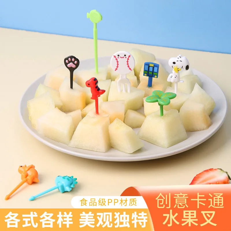 Snoopy Mini Fork Kids Fruit Fork Bento Box Decoration Snack Cake Dessert Lunch Bento Accessories Forks Food Grade Plastic Cute