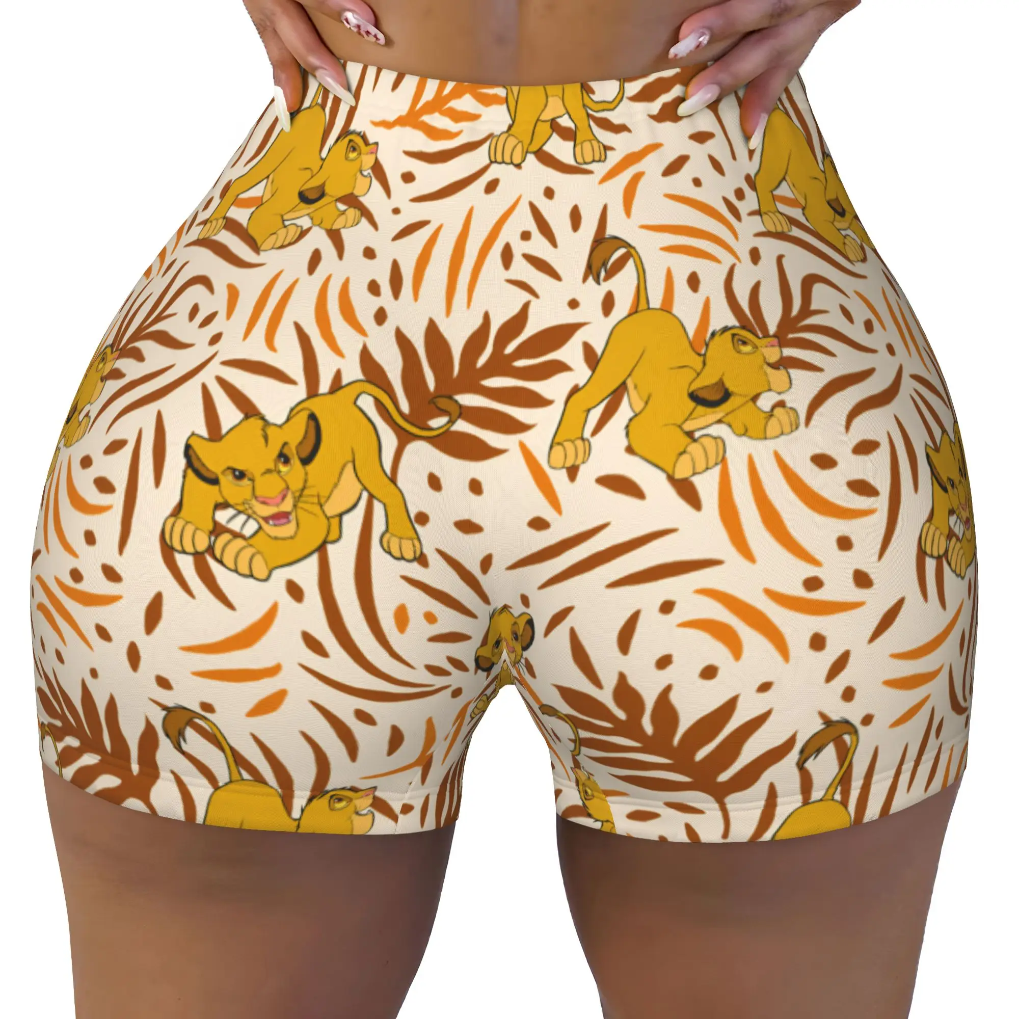 Custom Liones Anime Kinges Gym Volleyball Biker Shorts Women's Hakuna Matata Simba Workout Yoga Shorts