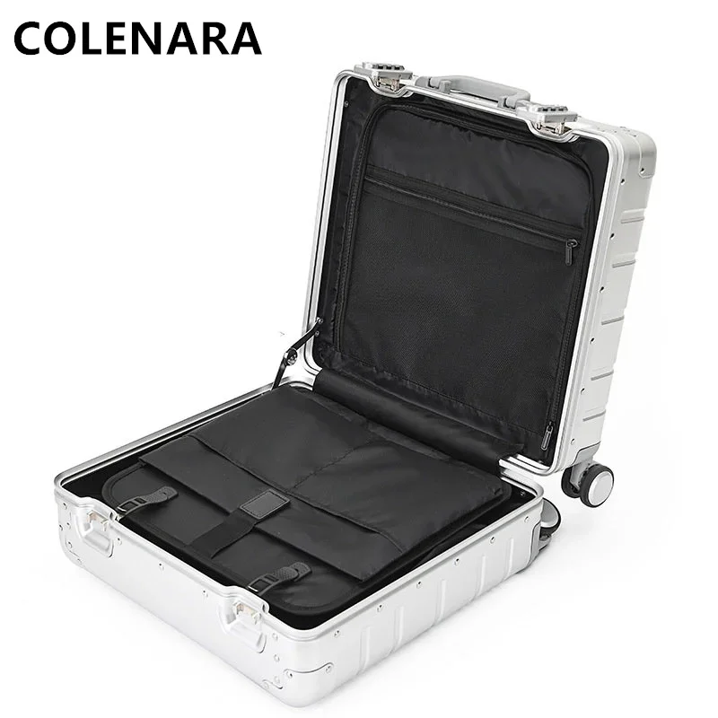 COLENARA 18 Inch Carry-on Luggage New All-aluminum Magnesium Alloy Trolley Case Men\'s Small Boarding Box Rolling Suitcase