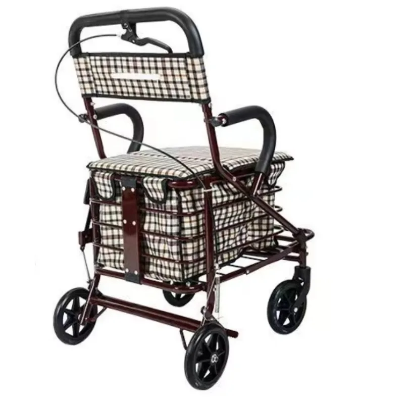 

Multifunctional 4-wheel staircase climbing shopping bag trolley front zipper pocket folding shopping cart trolley