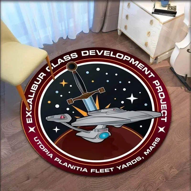 Star Trek Logo Round Carpet Home Decor Living Room Chair Floor Mat Bedroom Bathroom Kitchen Anti-Slip Door Mat