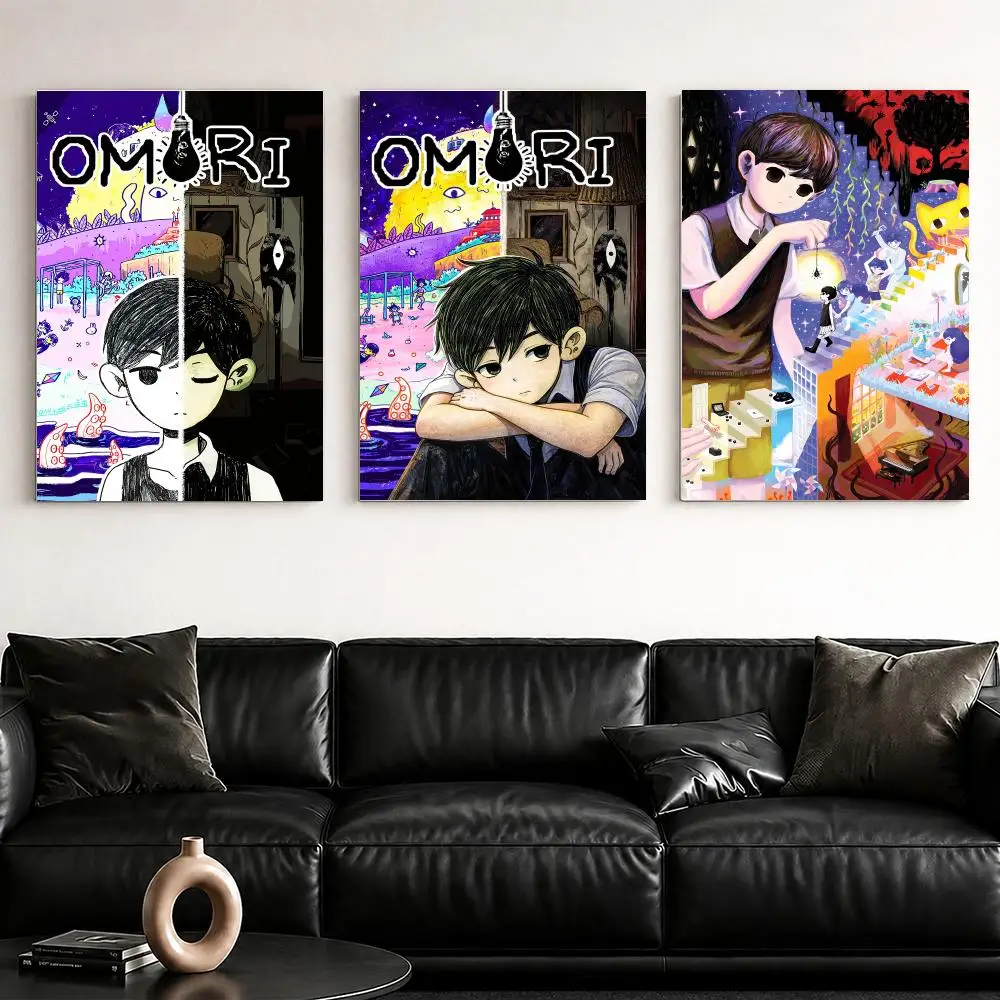 Cartoon Game O-Omori Framed Wall Painting Ready to Hang Canvas Poster for Bedroom Living Room Hallway Home Decor Gift