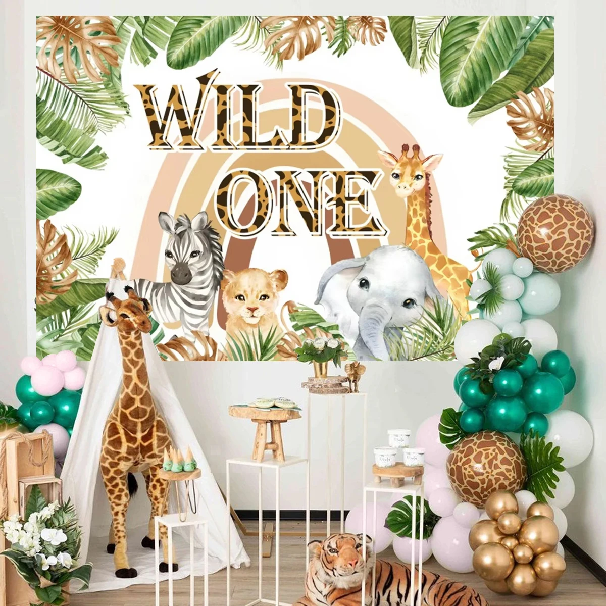 

Jungle Animal Background Wild Safari Jungle Party Ornaments Birthday Ornaments Baby Shower Boy Girl 1 Year Old Custom Background