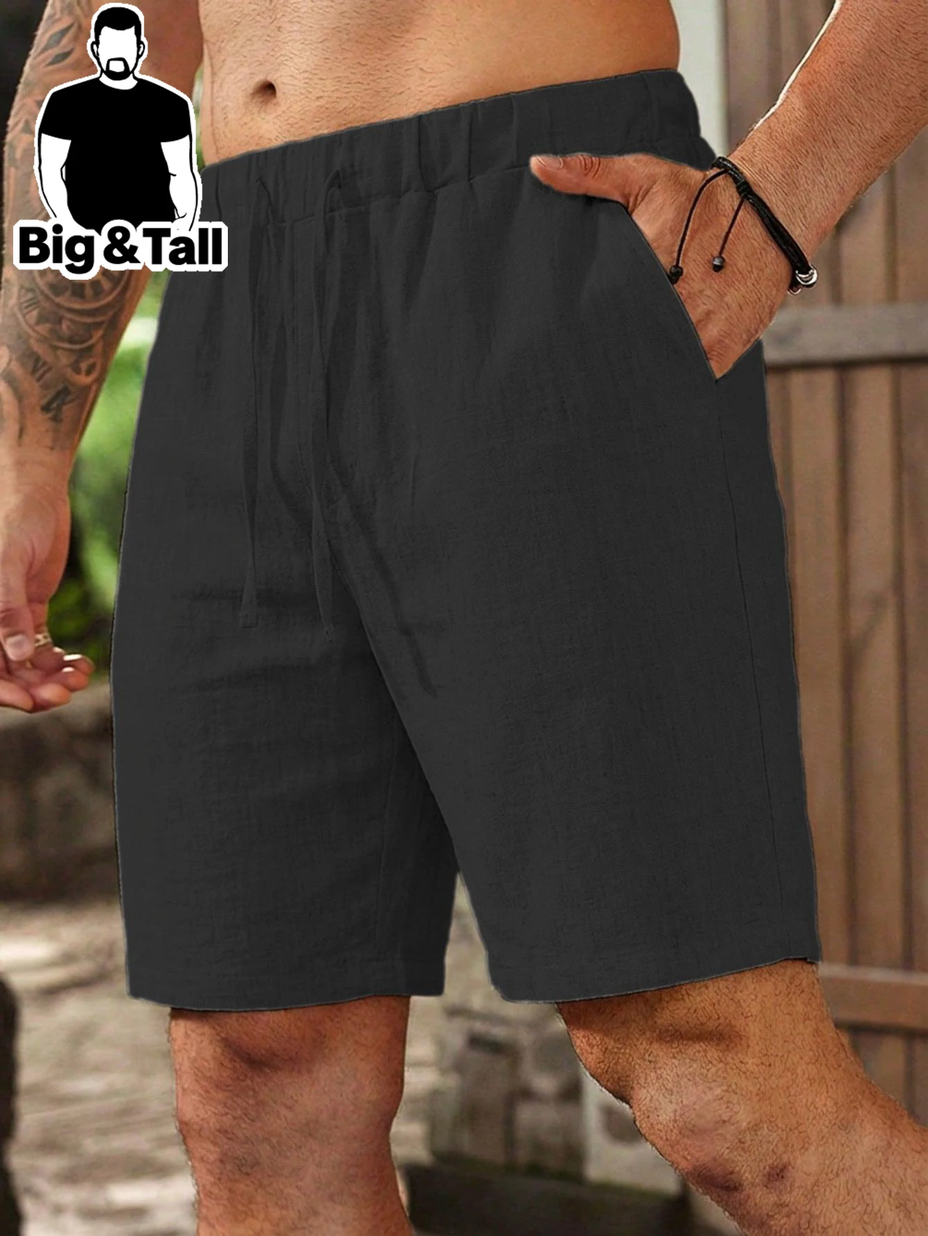 

Мужские хлопковые льняные повседневные спортивные шорты больших размеров с карманами и регулируемым шнурком на талии для занятий бегом на открытом воздухе, фитнеса и активного отдыха.