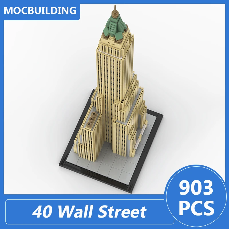 40 Wall Street 1:800 Scale Skyscraper Bank of Manhattan Trust Building Moc Blocks Diy Assemble Bricks Architecture Toys 903PCS