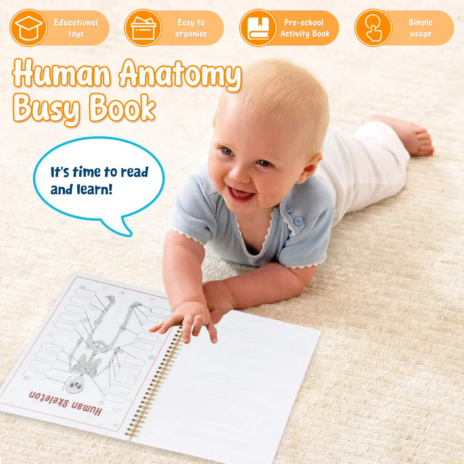 Human Anatomy Quiet Book Human Organ Match Quiet Book Preschool Interactive Anatomy Quiet Book for Kids Educational Multipurpose