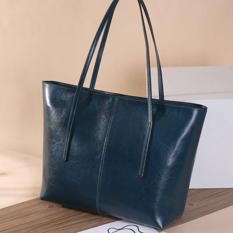

High quality Split leather Women's Tote Bag Luxury Handbag high quality cowhide female 2025 New Commuter Shoulder Bag shopping