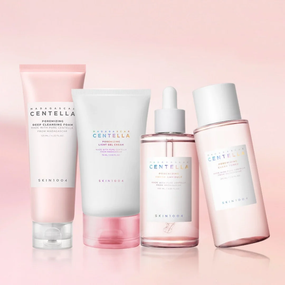 SKIN1004 Centella Purifying Travel Kit para Piel Sensible, Set Aclarante y para el Cuidado de los Poros, Limpiador, Tónico, Ampolla y Crema Coreanos para el Cuidado de la Piel