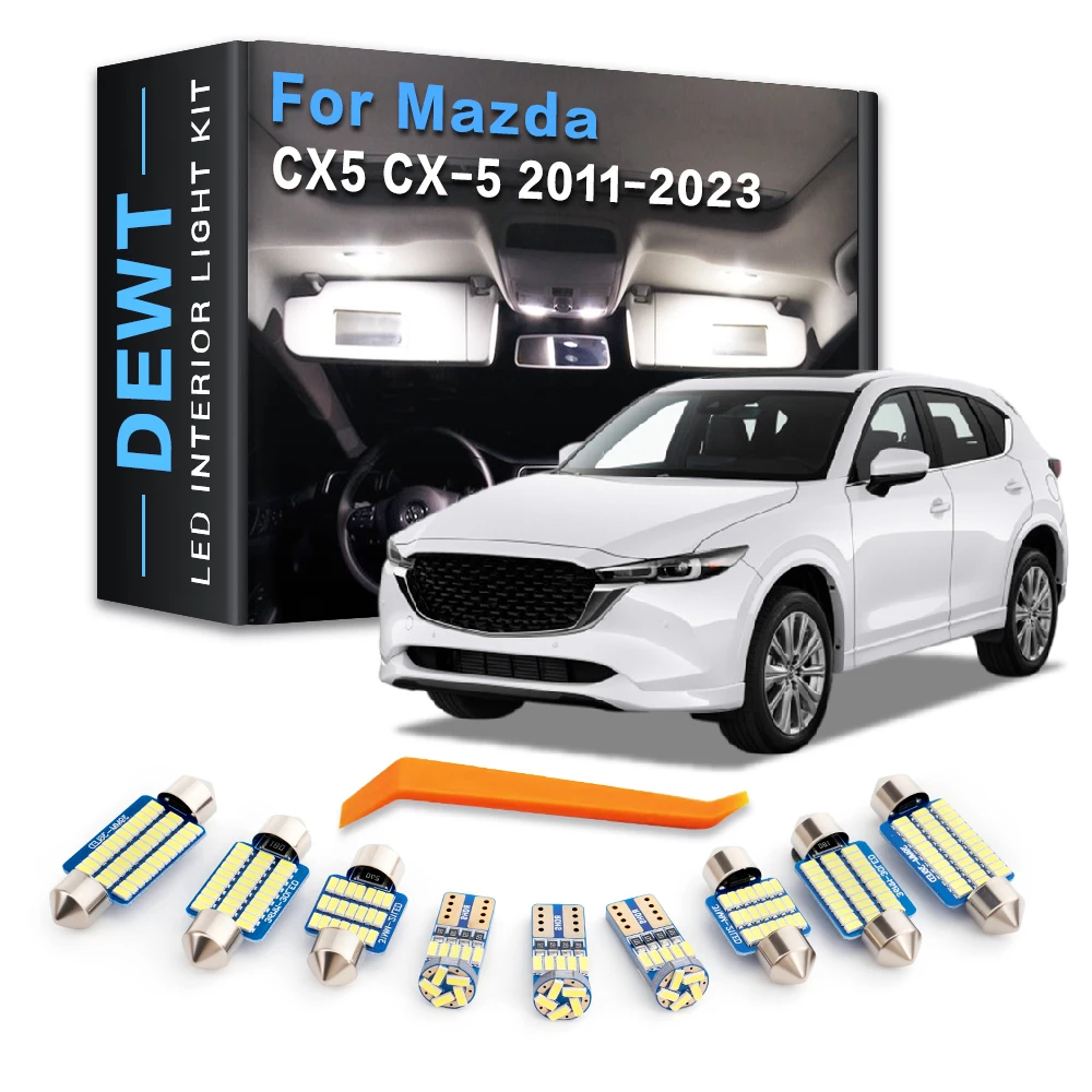 11Pcs Car LED Interior Dome Light Kit For Mazda CX5 CX-5 2011-2023 2012 2013 2014 2018 2019 2020 2021 Sunvisor Trunk Bulb Canbus