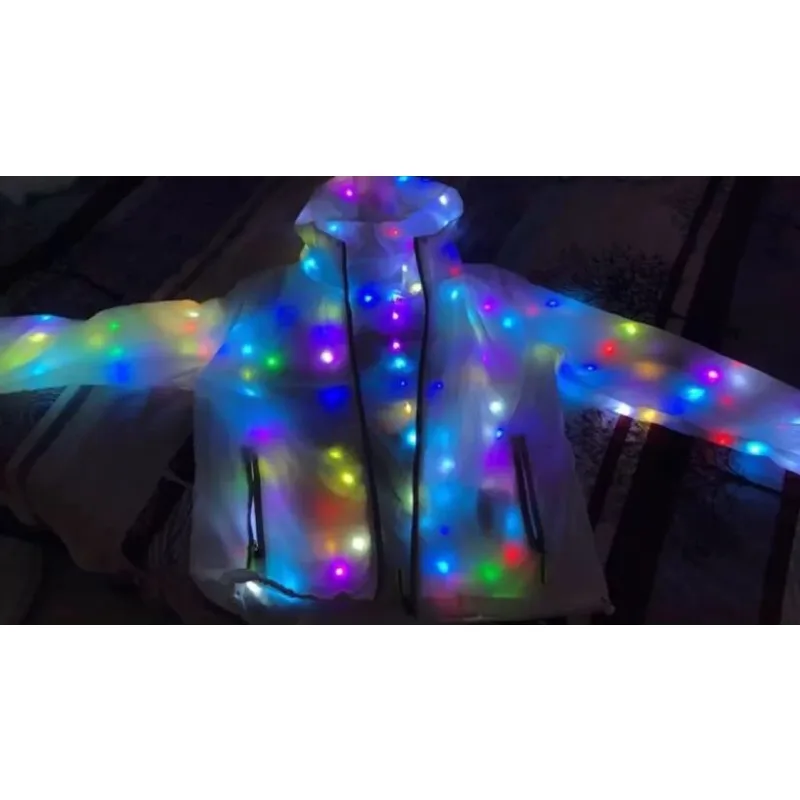 Chaqueta con luz LED, abrigo brillante, fiesta Rave, Festival de Música, ropa para Club nocturno, disfraz de actuación, ropa luminosa de Navidad y Halloween