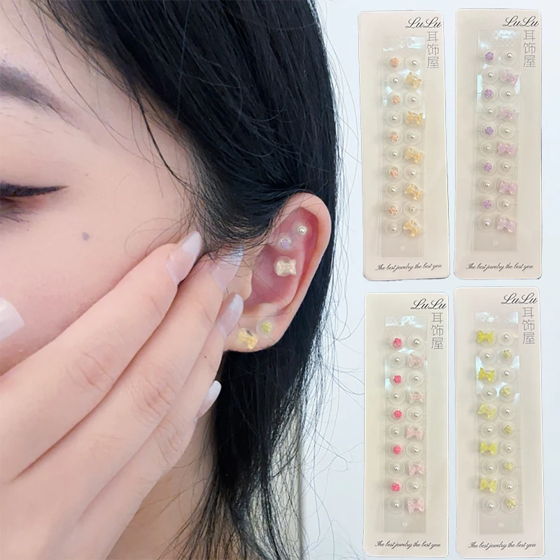 

20 Patches Butterfly Flower Rhinestone Ear Pressure Patches Fashion Acupuncture Auricular Ear Point Stickers for Massage