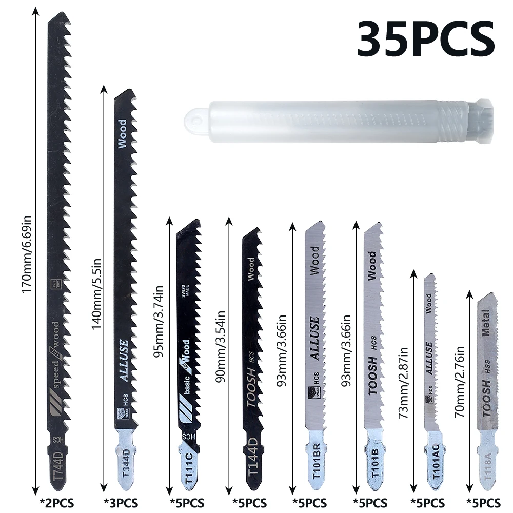 35/40 Buah Jig Saw Blade Jigsaw Blades Set Logam Kayu Aneka Macam Pisau Alat Listrik Woodworking Saw Blade untuk Bosch Dewalt Hitachi