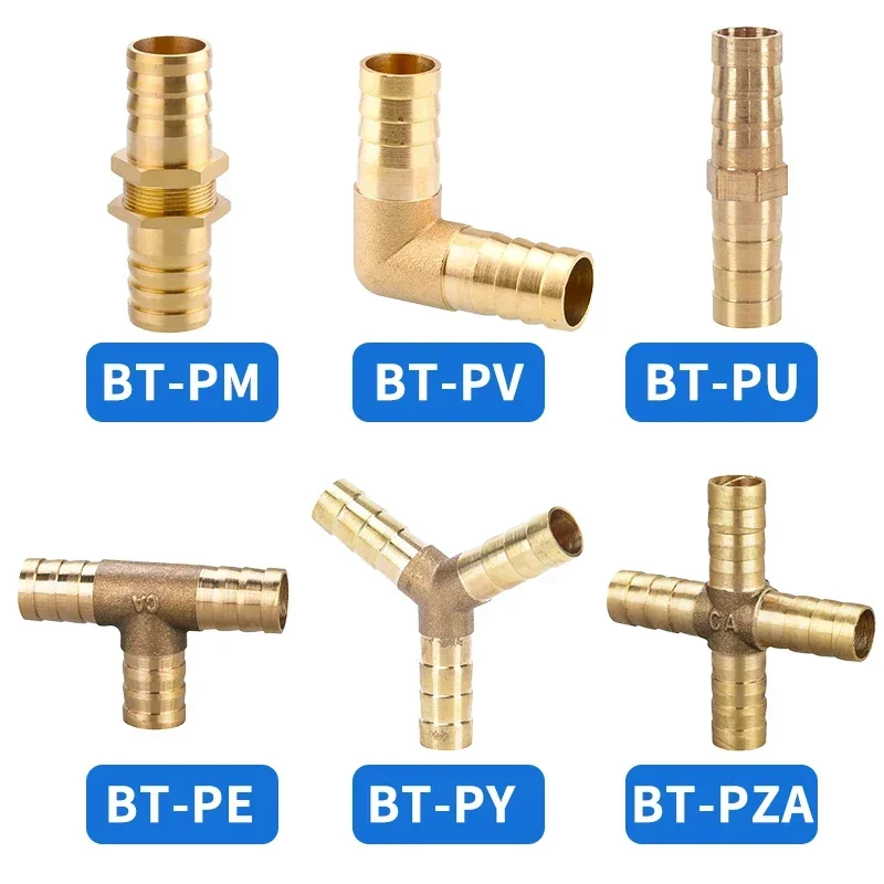 

Brass Barb Pipe Fitting tee joint connector For 4mm 5mm 6mm 8mm 10mm 12mm 16mm 19mm hose copper Pagoda Water Tube Fittings