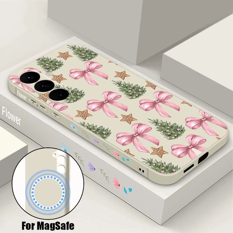 Star Bowknot Printed Magnetic Phone Case For Samsung Galaxy S26 S25 S24 Ultra S23 S22 Plus S25 S24 S23 FE Soft TPU Lanyard cover