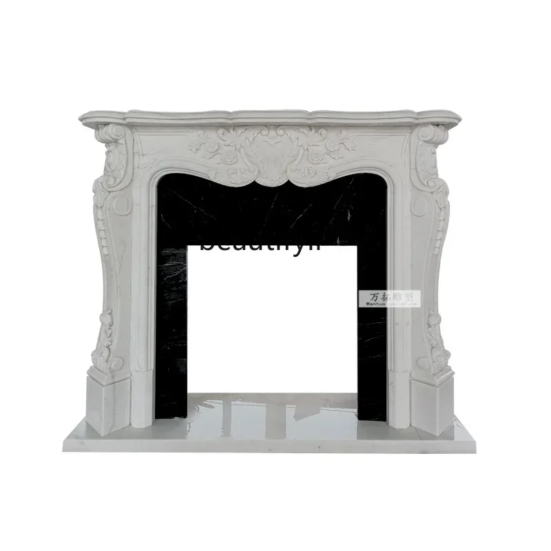 

lt Marble fireplace French European carved living room decorative cabinet white marble stone sculpture fireplace rack