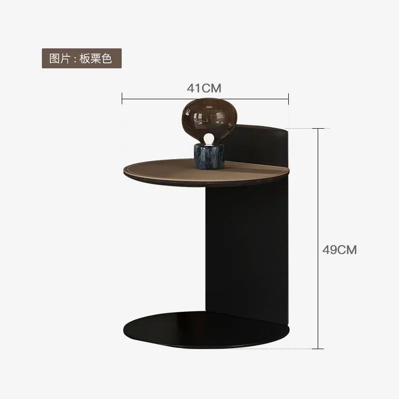 Minimalist saddle leather small coffee table, small apartment light luxury small table