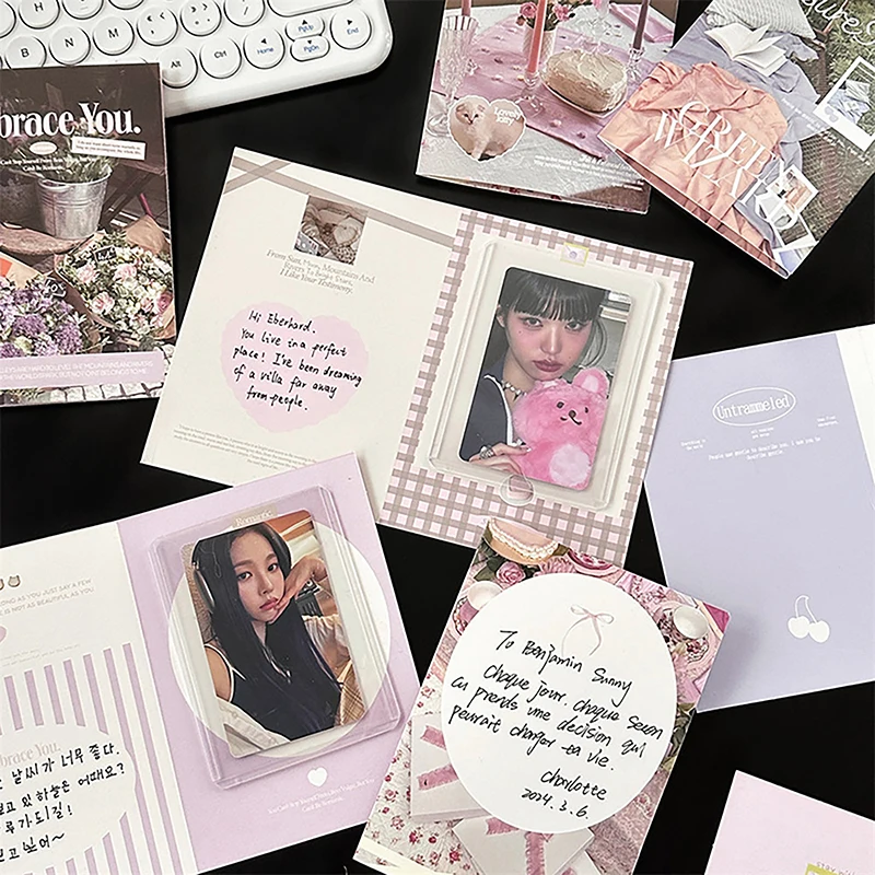 Kpop Foldable Photo Card Holder, Kpop Decor Paper Board, DIY Material de embalagem, Mensagem Cartão, 3 ", 10Pcs