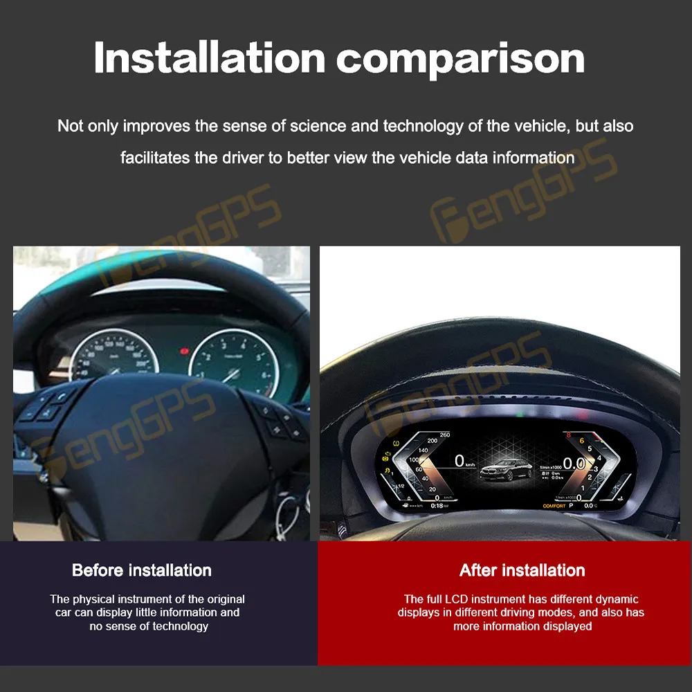PengGPS 12.3 in Android Car Digital Dashboard Panel LCD for BMW 5 5GT F07 F10 F11 2009-2016 Speed Meter Player Dashboard Carplay
