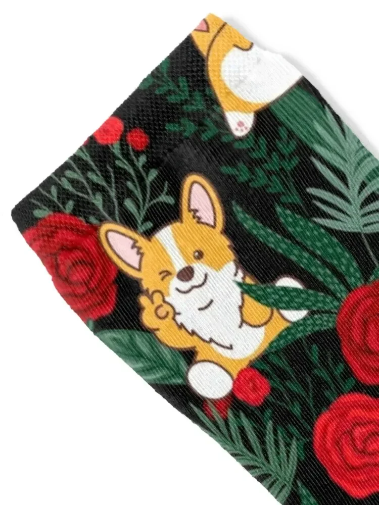 Corgi in Garden Socks gym Heating sock valentine gift ideas Socks For Men Women's