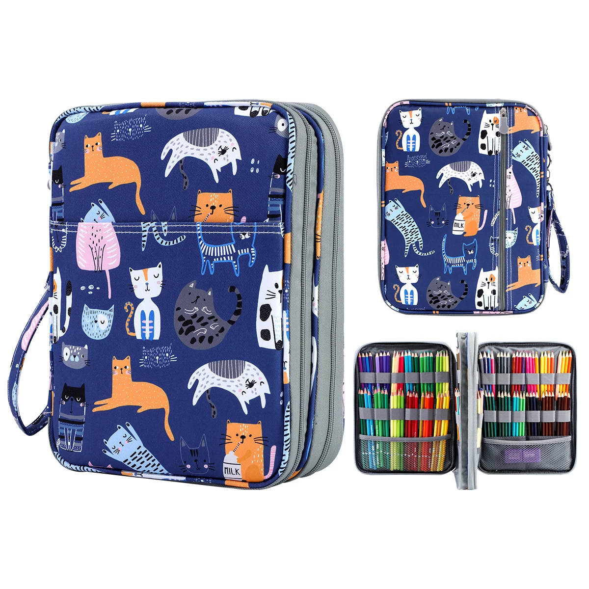 Double Layered Colored Pencil Case Large Capacity Painting Brush Storage Bag Portable Stationery Box Pencil Case Organzier