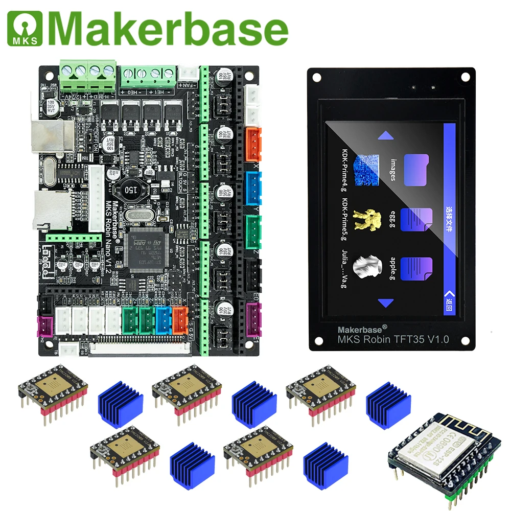 Makerbase 3D Printer Control Board MKS Robin Nano V1.2 32Bit Motherboard MKS Robin TFT35 Screen TMC2209 Driver Support Marlin2.0