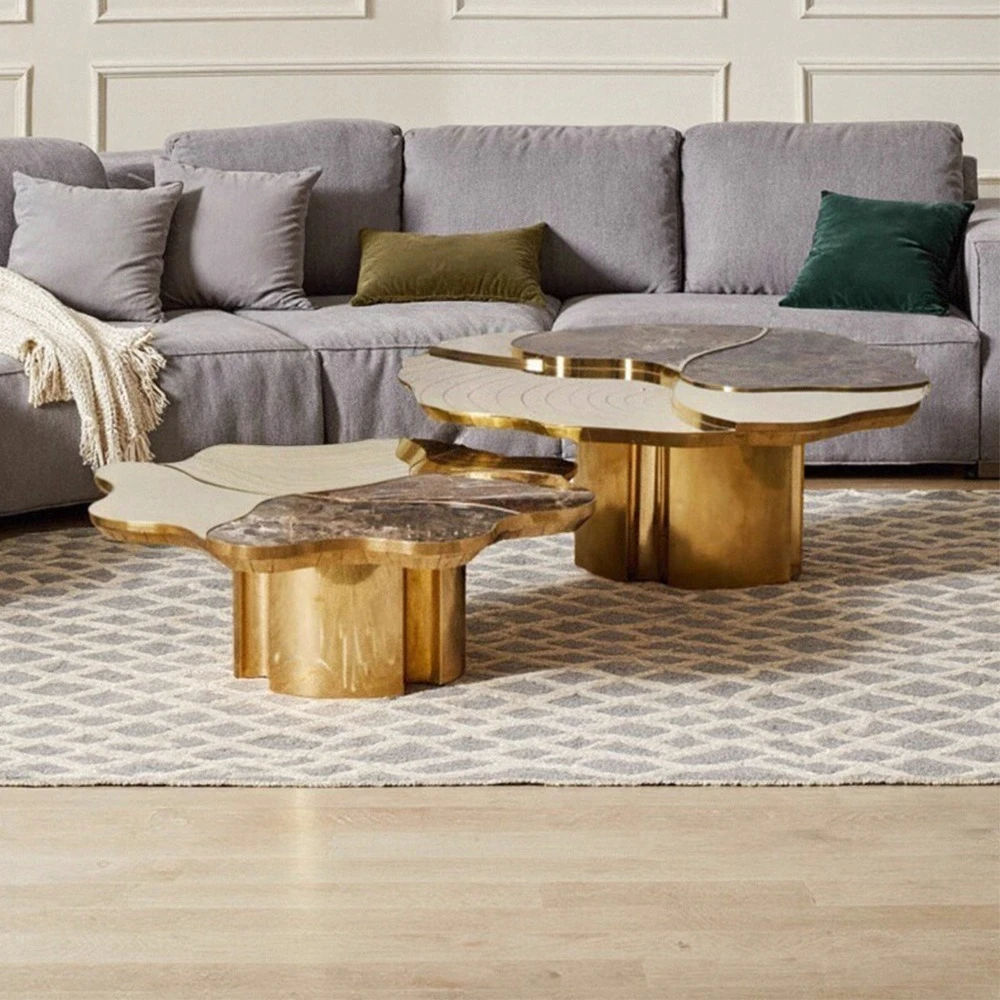 Coffee table villa light luxury irregular special-shaped edge table artistic coffee table
