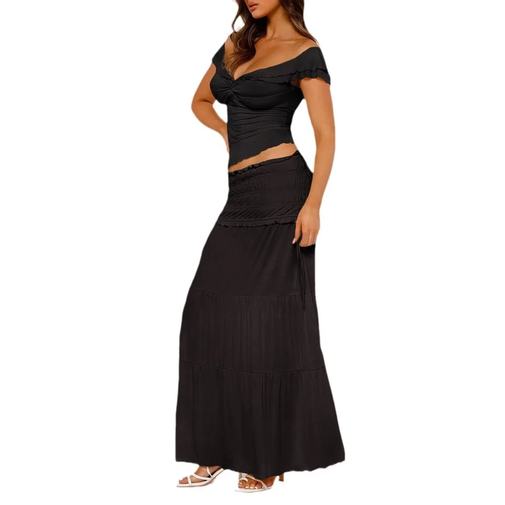 Women's Sexy Ele Two-Piece Jaet with Overskirt Long Skirt Faionable Ensemble Spring 2025 No Brand Registered Trademark