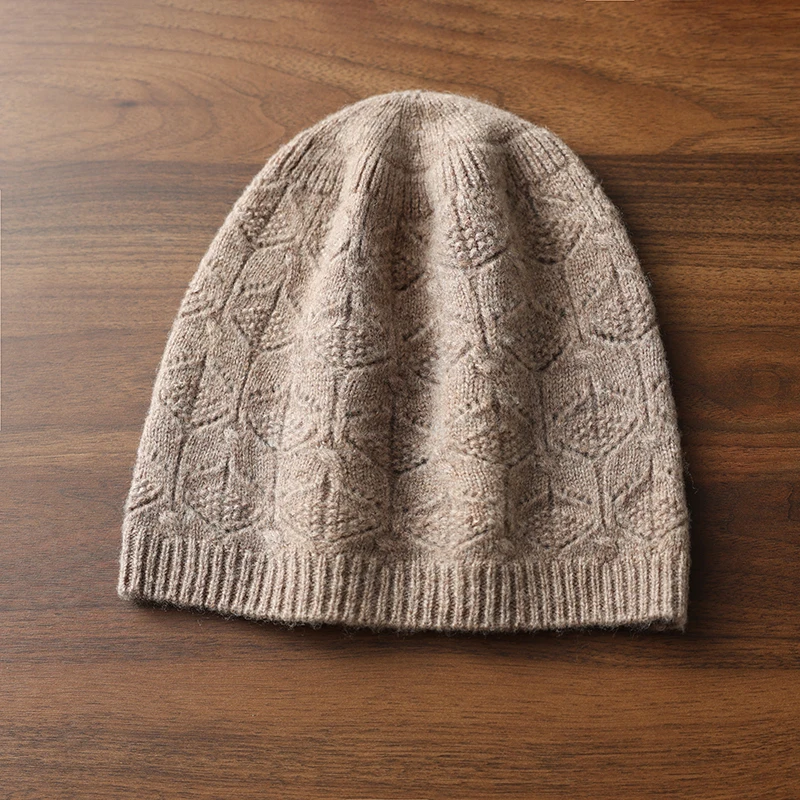 

Новая женская зимняя минималистичная вязаная полая шапка из 100% чистой шерсти без рамок, уличная теплая однотонная шапка Баотоу