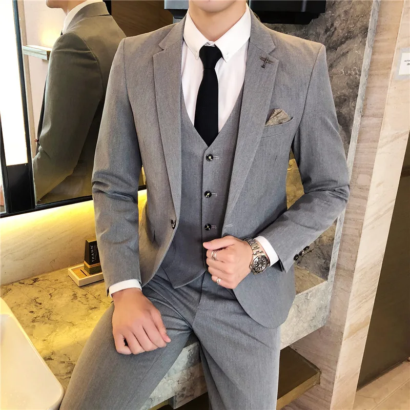 1912 abito da sposa da uomo di fascia alta vestito a tre pezzi sposo doppio petto business slim vestito da uomo casual