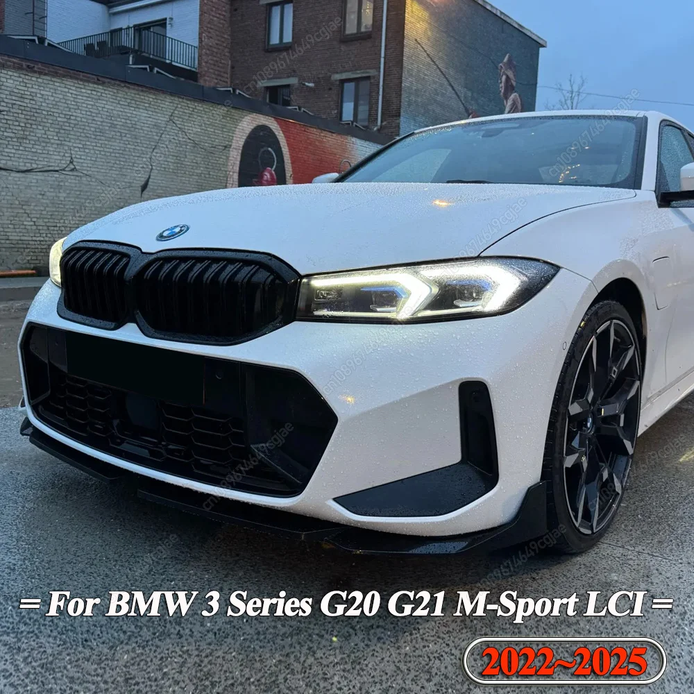 Car Front Bumper Lip Spoiler Splitter Diffuser For BMW 3 Series G20 G21 M-Sport 320i 325i 330i 320d M340i LCI 2022-2025 Tuning