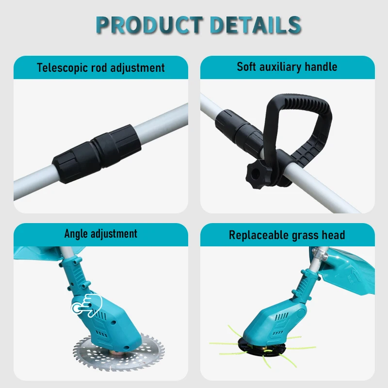 202521V Akku-Rasentrimmer, multifunktionaler, robuster elektrischer Freischneider