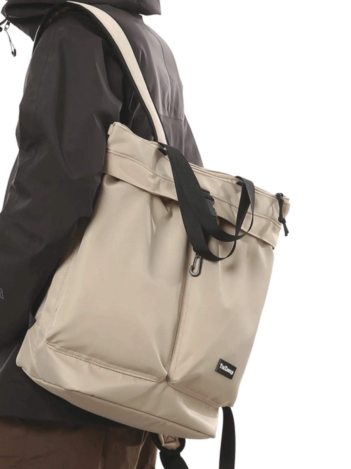 

ex Casual Large Capaci Nylon Bapa Waterproof Street Sle Commuter oulder Bag Trendy Pure Color Tote Bag for Youth