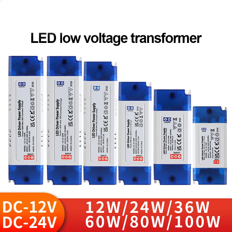 transformador de iluminacao led dc12v 24v 12w 24w36w 60w 80w 100w adaptador de alimentacao de driver led faixa de luz led ac 110v 240v fonte de alimentacao 01