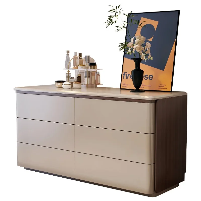 

2025 solid wood paint Italian minimalist chest light luxury bedroom bedside jewelry modern simplicity high sense