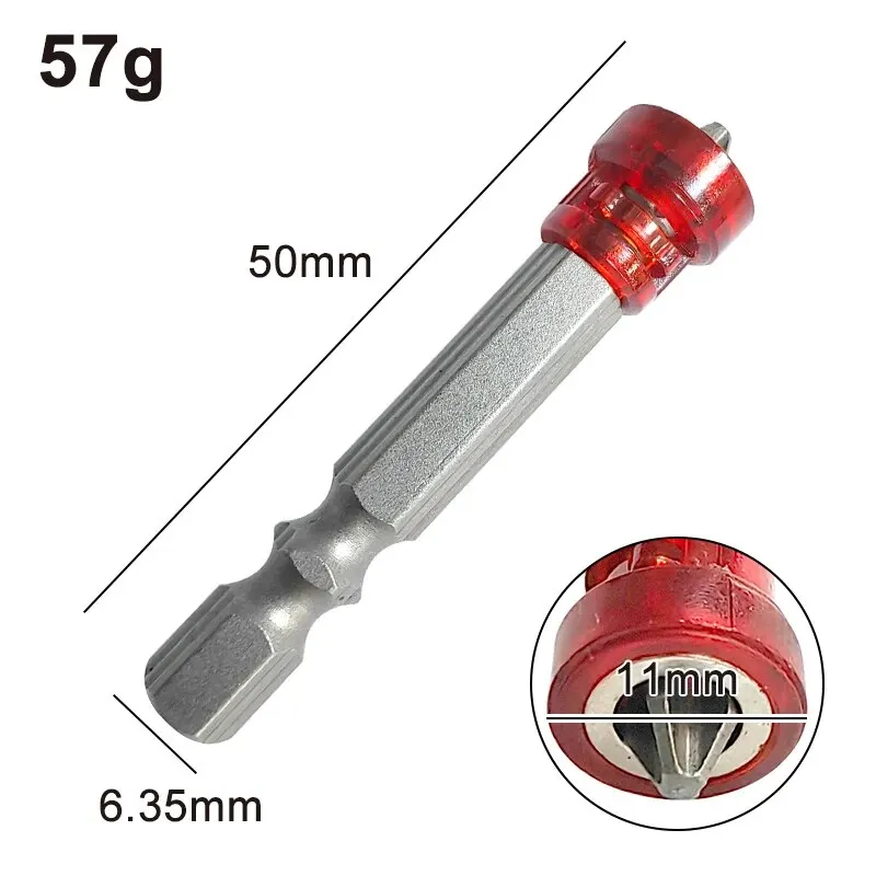 5pc Red 50mm PH2 Cross Screwdriver Head S2 Magnetic Hand Screwdriver Single Head Magnetic Coil Detachable Positioning Tool Set