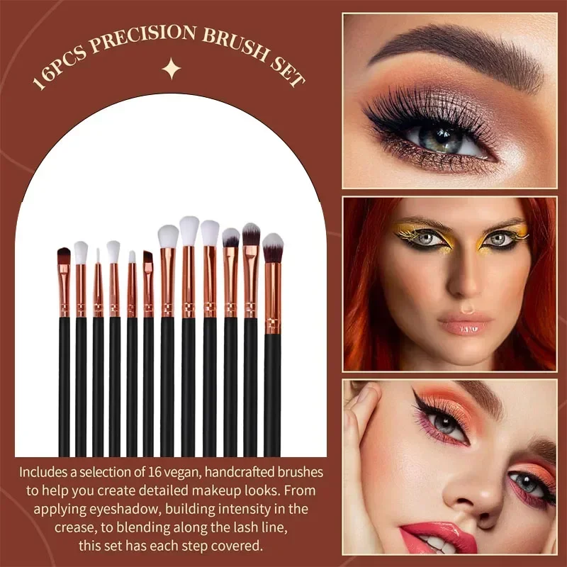 12 Pcs Wood Handle Professional Eye Brush Set Eyeshadow Eyebrow Blending Eyelash Makeup Brushes Set Soft Synthetic Hairs