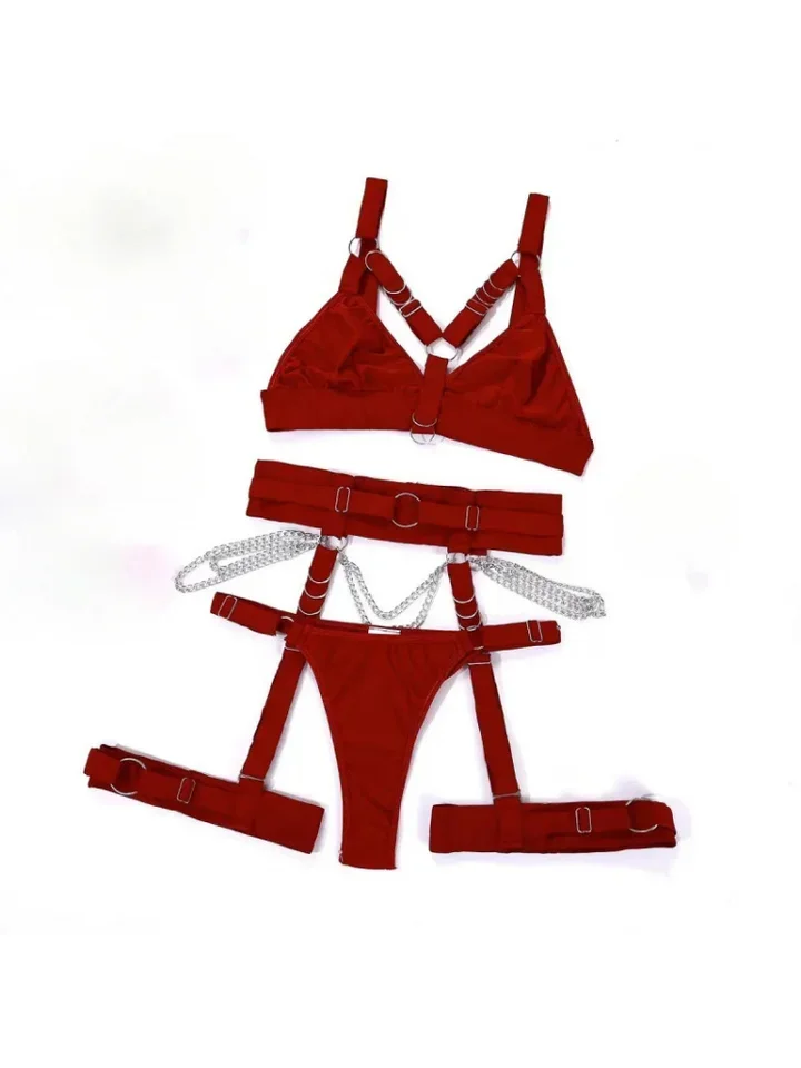 Biquíni moda sexy ligação cintura selo perna círculo ajustável sexy roupa interior de três peças terno feminino