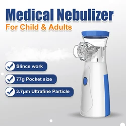 JUSTLANG Handheld Nebulizers Ultrasonic Atomizers Recharge Portable Mute Asthma Inhaler Mini Nebulizer For Adults Children