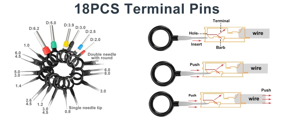 820 stücke 21 Arten Auto Elektrische Draht Stecker Pin Terminal 1/1,5/1,8/2,2/2,8/3,5mm Entfernung Nicht-isolierte Männlich Weiblich Crimp Pins – Detail 5