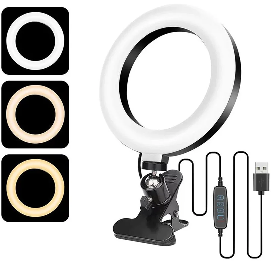 Rotatable USB Selfie Ring Light 6.3 In Dimmable Led Fill Light for Live Streaming Video Photography Youtube Protable Selfie Lamp