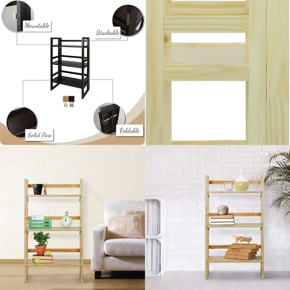 

Natural 3-Tier Folding Bookshelf, 20.75 Wide for Students