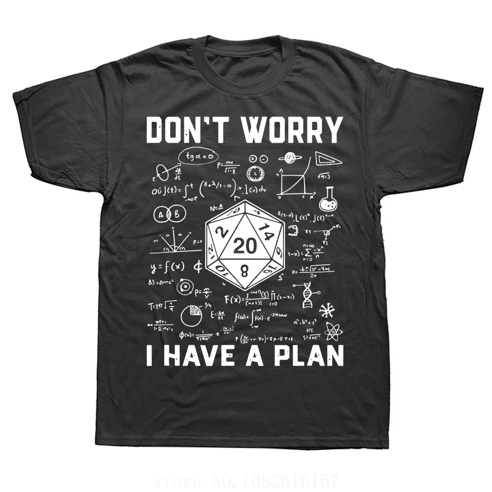 Dice Role Playing Game DnD T-shirt Men Novelty Dungeon Dragon T Shirts Graphic Streetwear Short Sleeve I Have A Plan D20