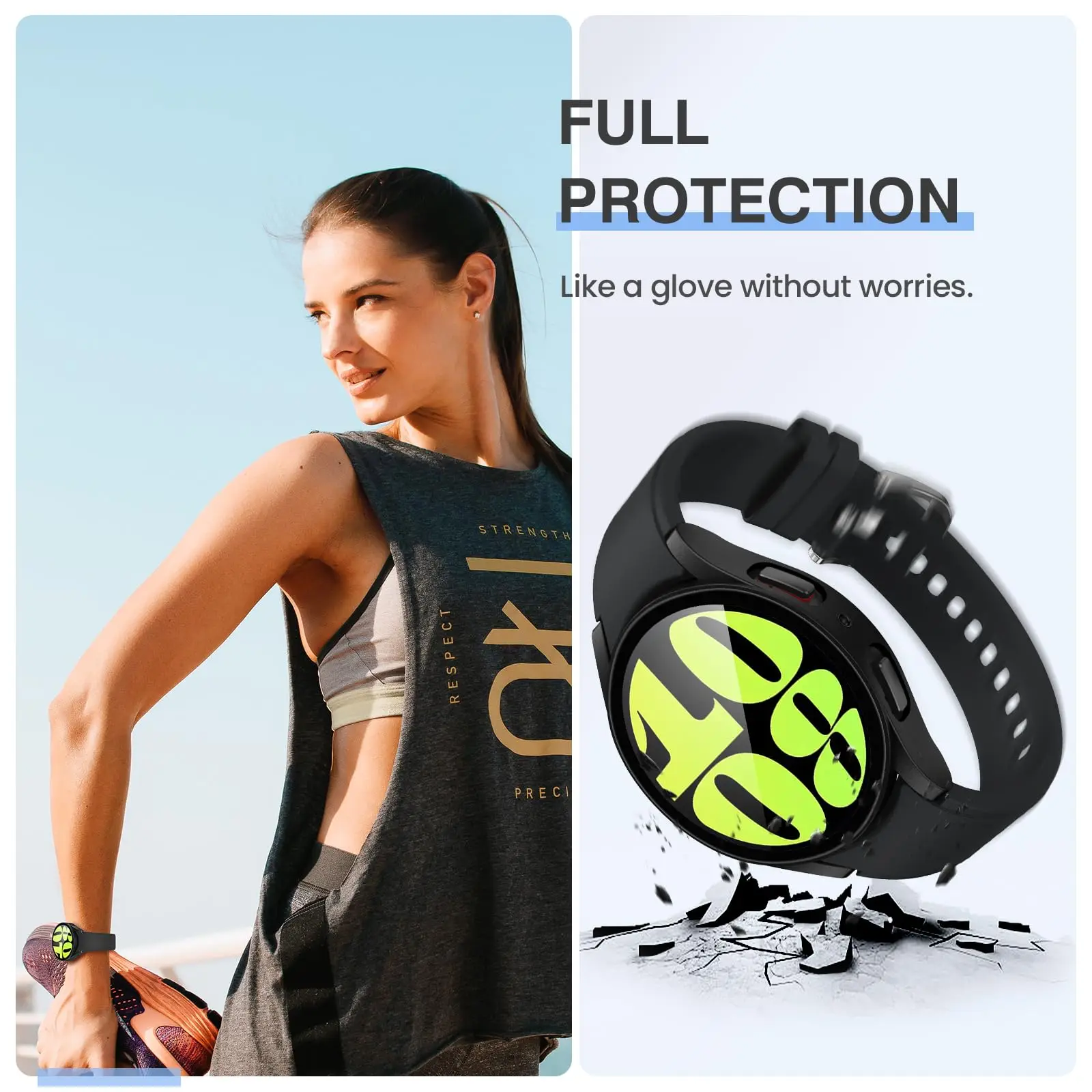 Custodia + vetro per Samsung Galaxy Watch 6 5 4 44mm 40mm 44 40 MM Accessori all-PC attorno copertura paraurti anticaduta + protezione schermo