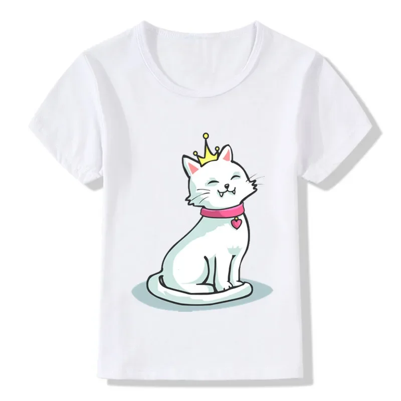 Camisetas divertidas con estampado de unicornio y gato para niños y niñas, Tops de verano de manga corta, ropa informal para bebés, ooo2135, 2019